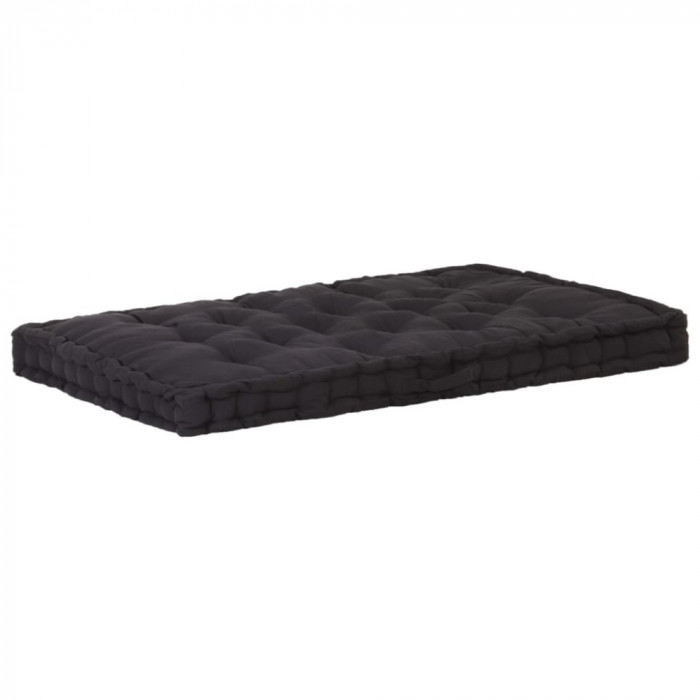 Perna podea canapea din paleti, negru, 120 x 80 x 10 cm bumbac GartenMobel Dekor