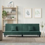 vidaXL Canapea extensibilă, verde &icirc;nchis, catifea