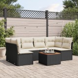 vidaXL Set canapele de grădină cu perne, 7 piese, negru, poliratan 3255888