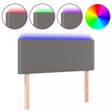 Cumpara ieftin Tablie de pat cu LED, gri, 80x5x78/88 cm, piele ecologica