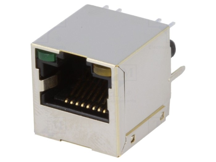 Conector RJ45 ecranat cu LED, THT
