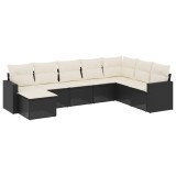 Cumpara ieftin Set mobilier de gradina cu perne, 8 piese, negru, poliratan
