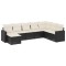 Set mobilier de gradina cu perne, 8 piese, negru, poliratan