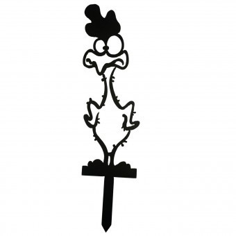 Decoratiune gradina / ghiveci Krodesign Scared Chicken KRO-1133, metal, inaltime 64 cm foto