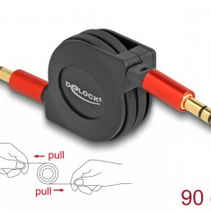 Cablu audio jack stereo 3.5mm 3 pini retractabil T-T 0.9m, Delock 85369