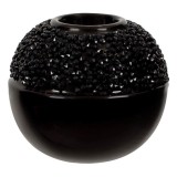 Suport lumanare pastila, negru, 11x11 cm
