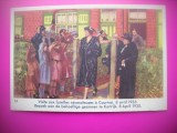 HOPCT 6384 VIZITA LA FAMILII MODESTE COURTRAI -1935-REGINA ASTRID-FAMILIA REGALA BELGIA-CROMO LITHO-CIOCOLATA COTE D&#039;OR, Necirculata, Printata