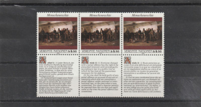 Natiunile Unite Vienna 1992-Drepturile omului Art.11,dant,MNH,Mi.140Zf1-143Zf3 foto