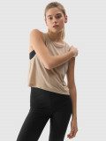 Top oversize de yoga cu adaos de modal pentru femei - bej, 4F Sportswear