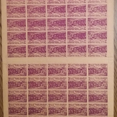 1945 ROMANIA Ardealul de Nord Posta Salajului 2P coala 50 timbre cu tete-beche