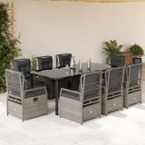 VidaXL Set mobilier grădină cu perne, 9 piese, gri deschis, poliratan