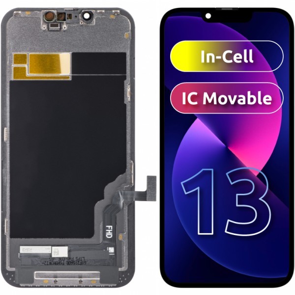 Display cu Touchscreen ZY pentru Apple iPhone 13, cu Rama, Versiune LCD In-Cell IC Movable, Negru