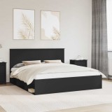 Cumpara ieftin Cadru de pat cu headboard Negru 180 x 200 cm Lemn de pin masiv