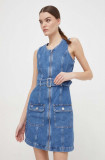 Tommy Jeans rochie din denim mini, mulată DW0DW17682