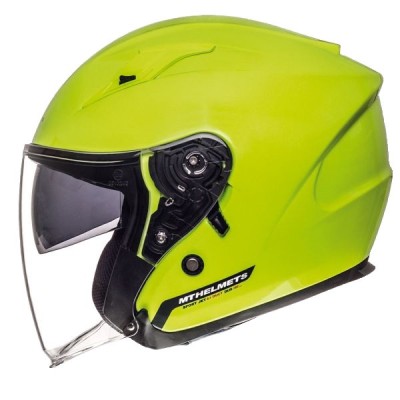 Casca open face pentru scuter - motocicleta MT Avenue SV galben fluor lucios (ochelari soare integrati) XS (53/54cm) foto