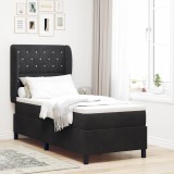 vidaXL Pat cu arcuri cu saltea cu headboard Negru 80 x 200 cm Catifea 3340846