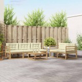 vidaXL Set de canapele de exterior cu pernă 6 pcs Alb și crem 3386044