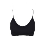 Bustiera Femei Seamless, Bretele Subtiri, Bureti Detasabili, Negru, One Size