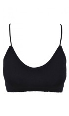 Bustiera Femei Seamless, Bretele Subtiri, Bureti Detasabili, Negru, One Size foto