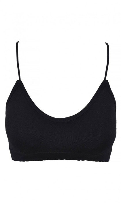 Bustiera Femei Seamless, Bretele Subtiri, Bureti Detasabili, Negru, One Size