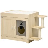 PawHut Dulap pentru Litieră cu 2 Uși, Spațiu de Depozitare și Țepi pentru Zg&acirc;r&acirc;iat, 107x54x70 cm, Lemna Natural | Aosom Romania