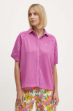 Adidas Originals camasa femei, culoarea violet, cu guler clasic, relaxed, IT9717