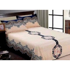 Lenjerie de pat pentru o persoana cu husa de perna dreptunghiulara, Royal queen, bumbac mercerizat, multicolor