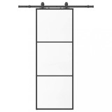 Cumpara ieftin Usa glisanta cu set de feronerie neagra 76x205 cm Sticla ESG