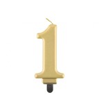 Lumanare aniversara model cifra, roz auriu metalic 8 cm-Tip Cifra 1