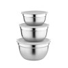 Set 3 boluri pentru bucatarie cu capac din inox, 14/16/18 cm, 6 piese, gri, Florina