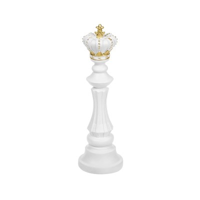 Piesa de Sah decorativa, model Rege, 39.5 cm, Alb/Auriu, ATU-081860 foto