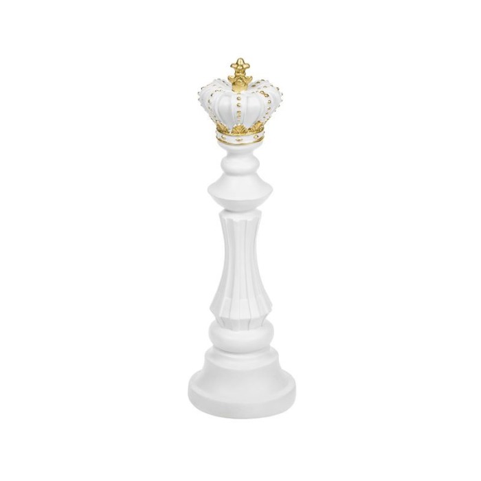 Piesa de Sah decorativa, model Rege, 39.5 cm, Alb/Auriu, ATU-081860