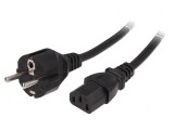 Cablu 3x1mm2 CEE 7/7 cu mufă IEC C13 mamă PVC 5m negru