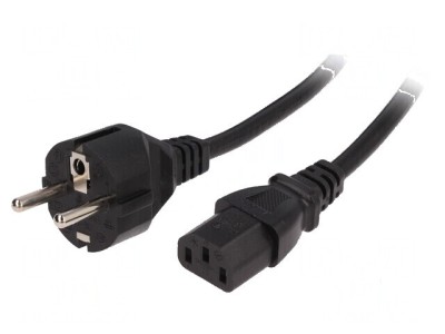 Cablu 3x1mm2 CEE 7/7 mufă IEC C13 mamă 1,5m negru PVC foto