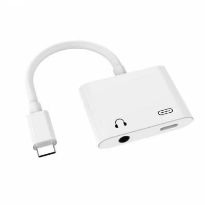 Adaptor Audio Digital Splitter MTP de la USB Type C la Jack 3.5mm + USB Type C, Alb foto