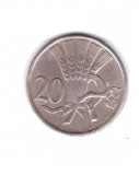 Moneda Cehoslovacia 20 haleru / haler 1921, stare buna, curata, Europa, Cupru-Nichel