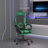 vidaXL Scaun de gaming cu suport picioare negru/verde, piele ecologică 3143905