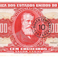 Brazilia 10 Centavos pe 100 Cruzeiros 1966-67 P-183a Seria 083734