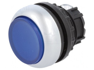 Comutator apăsare 22mm albastru 2 poziții foto