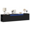 VidaXL Dulap TV de perete cu lumini LED, negru, 180x31x39,5 cm 3307955