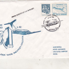 bnk fil Plic ocazional Zbor TAROM Bucuresti Calcutta 1991