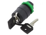 Comutator Rotativ cu Cheie 22mm 3 Poziții Negru