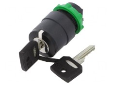 Comutator Rotativ cu Cheie 22mm 3 Poziții Negru