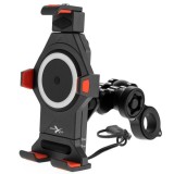 Cumpara ieftin Suport telefon cu incarcator USB R17W anti vibratii 4 RIDE (ghidon 12-30mm, 15W, culoare negru/portocaliu)