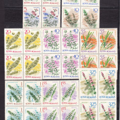 ROMANIA 1966 LP 634 PLANTE SUBACVATICE BLOCURI DE 4 TIMBRE MNH