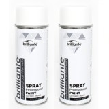Vopsea Spray Brilliante, Alb Pur Lucios RAL 9010, 2 x 400ml, Acrilica, Universal Metal, Lemn, Plastic
