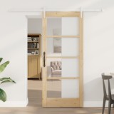 Set ușă glisantă vidaXL cu hardware 86x198.5 cm Lemn masiv din pin, Ușă de interior vidaXL cu sticlă &#039;ORKDAL&#039;86x198.5x4 cm Lemn masiv din pin