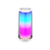 Boxa portabila RGB 360 LED Pulse 5, Emeszon &reg;, Subwoofer 20W, Bluetooth 4.0, IPX6, Type C, Slot card Micro SD, Jack, alb