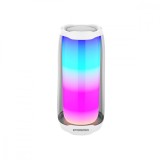 Cumpara ieftin Boxa portabila RGB 360 LED Pulse 5, Emeszon &reg;, Subwoofer 20W, Bluetooth 4.0, IPX6, Type C, Slot card Micro SD, Jack, alb