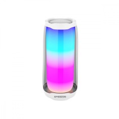 Boxa portabila RGB 360 LED Pulse 5, Emeszon &reg;, Subwoofer 20W, Bluetooth 4.0, IPX6, Type C, Slot card Micro SD, Jack, alb